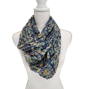 Ecote Infinity Scarf Window Pane Cut-Out Paisley Blue/Green